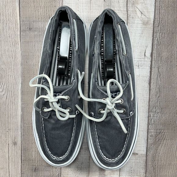 Sperry Men's Bahama II Boat Shoes Sneakers Canvas Denim Salt Washed Gray Size 9 - Picture 4 of 12